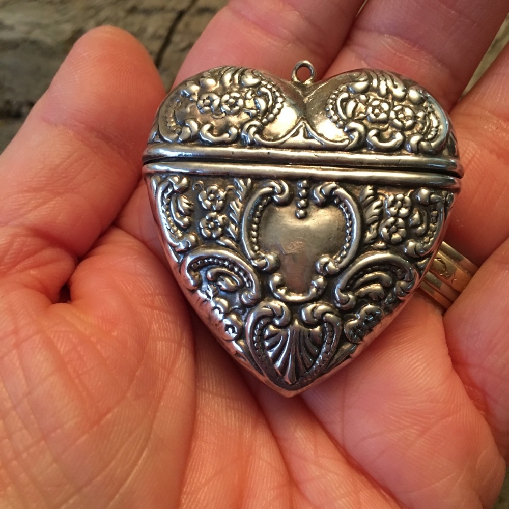 Victorian Sterling Silver Chatelaine Heart Pendant